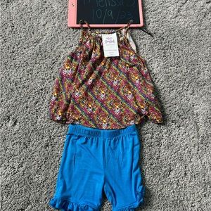 Posh peanut Lisa Frank hunter tank and ruffled shorts set very gently used